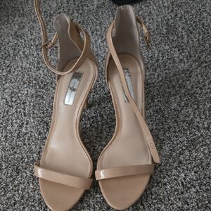 INC International Concepts Nude Patent Ankle-Strap Heels